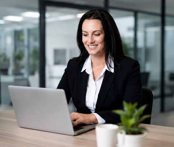 Insurance broker working at desk